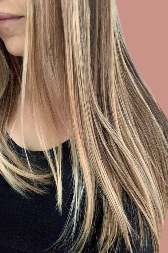 Long highlighted hair